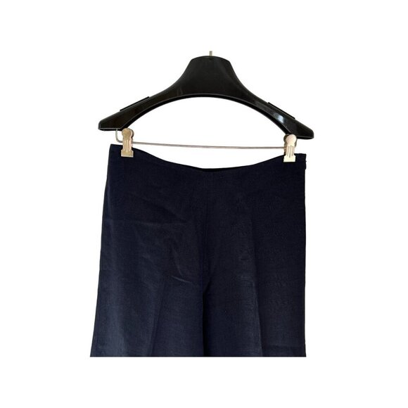 CHARLOTTE BRODY Cropped Pants Wide Leg Linen Lined Zip Navy Blue Size 8 - Picture 2 of 9